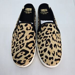 Keds x Kate Spade Leopard Calf Hair Slip-On Sneakers Women's Size 8 NIB
